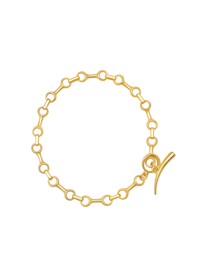 Fine double beam chain bracelet with tusk clasp