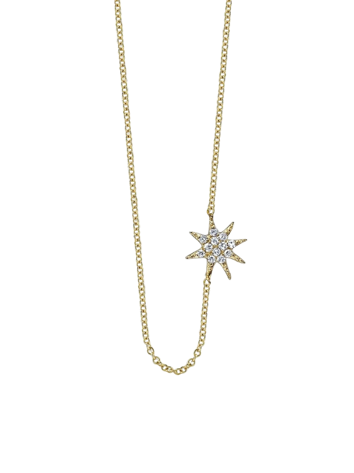 Single star necklace with white pavé diamonds