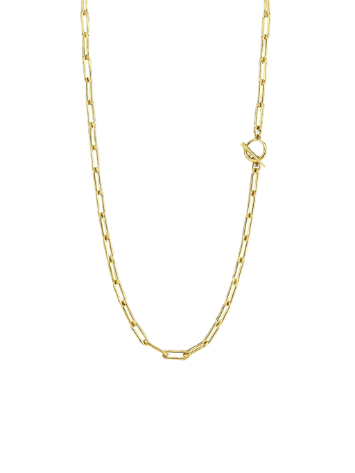 Rectangular link chain necklace with tusk clasp gold vermeil photo