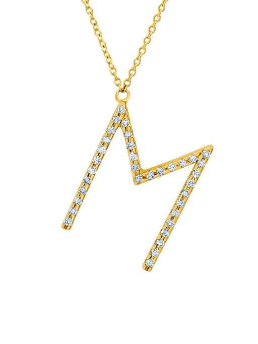 Alphabet Pendant Necklace with White Pavé Diamonds photo