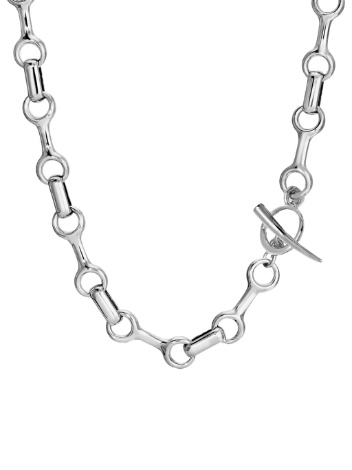 25 mm double beam chain necklace with tusk clasp sterling silver photo