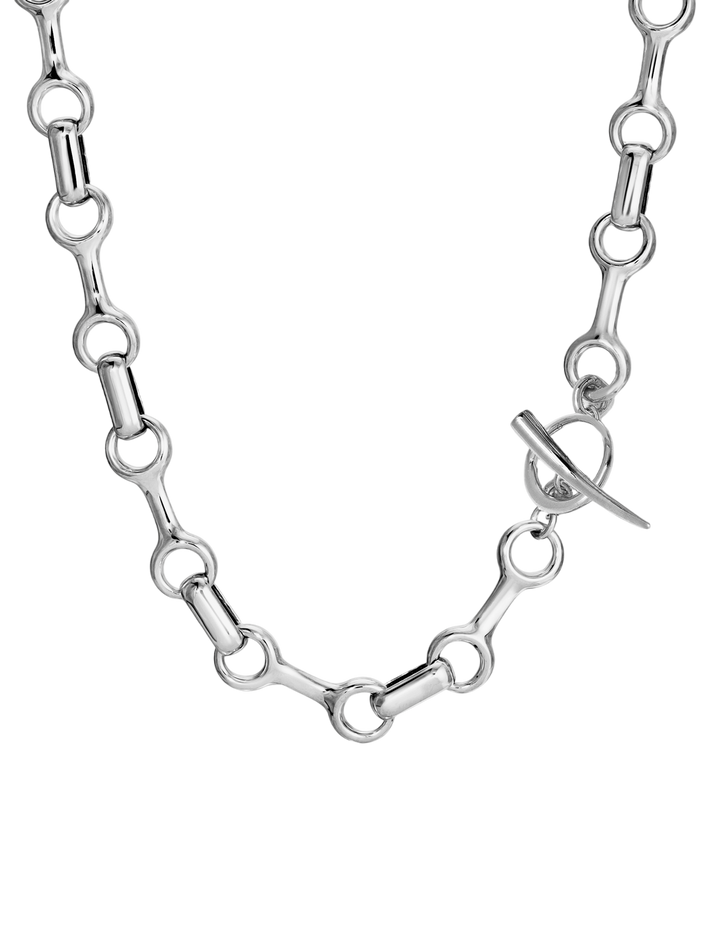 25 mm double beam chain necklace with tusk clasp sterling silver