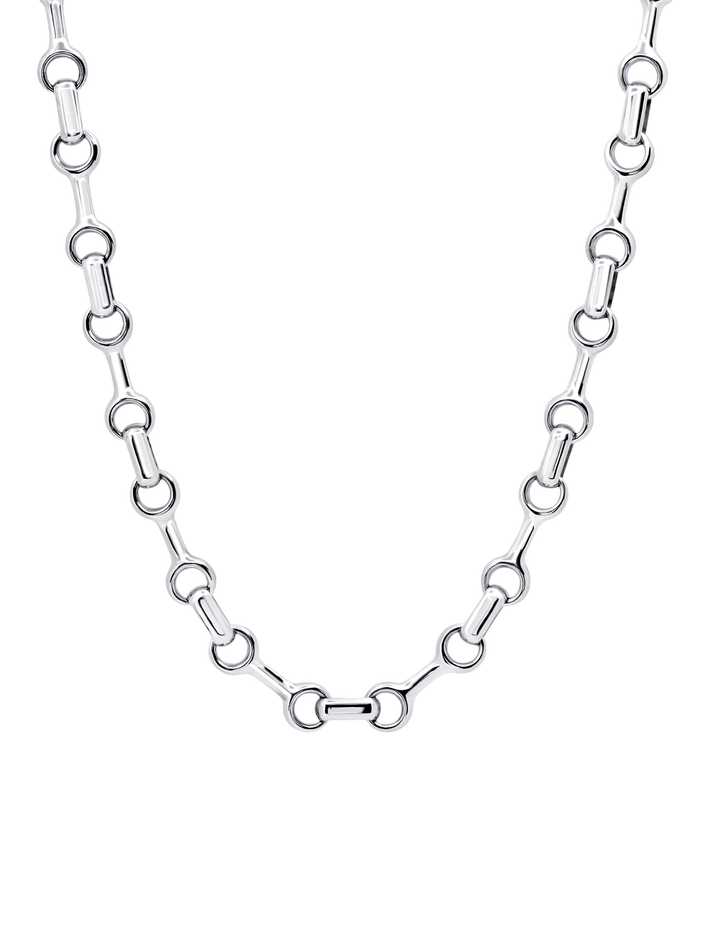 25 mm double beam chain necklace with tusk clasp sterling silver