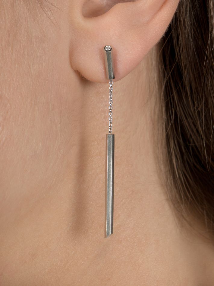 Hex bar drop chain earrings