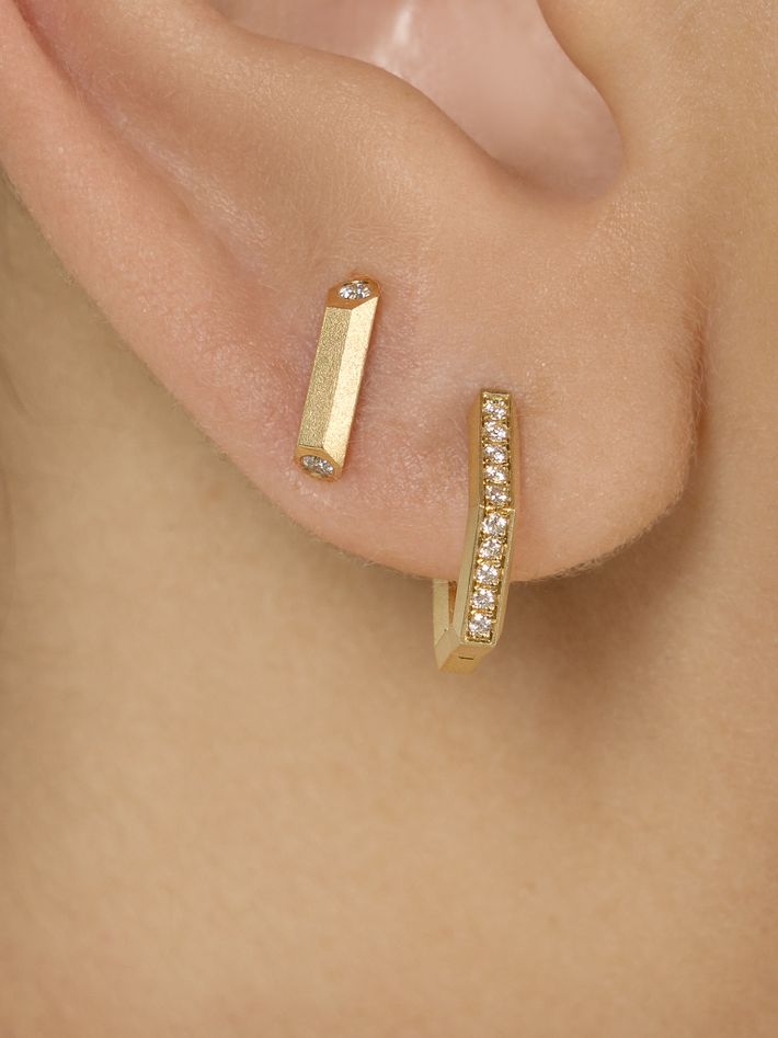 Hex diamond bar stud earrings