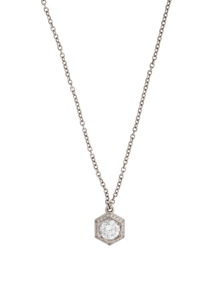 Hex bevel diamond pendant necklace