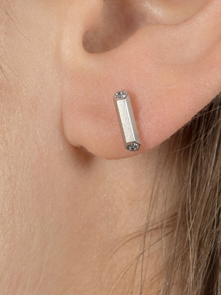Hex diamond bar stud earrings