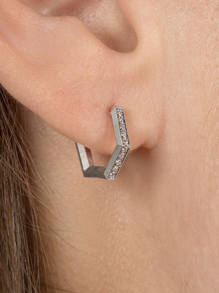 Hex bevel mini hoop earrings