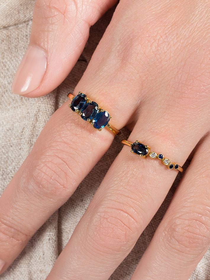 Seraphina wing ring with sapphires