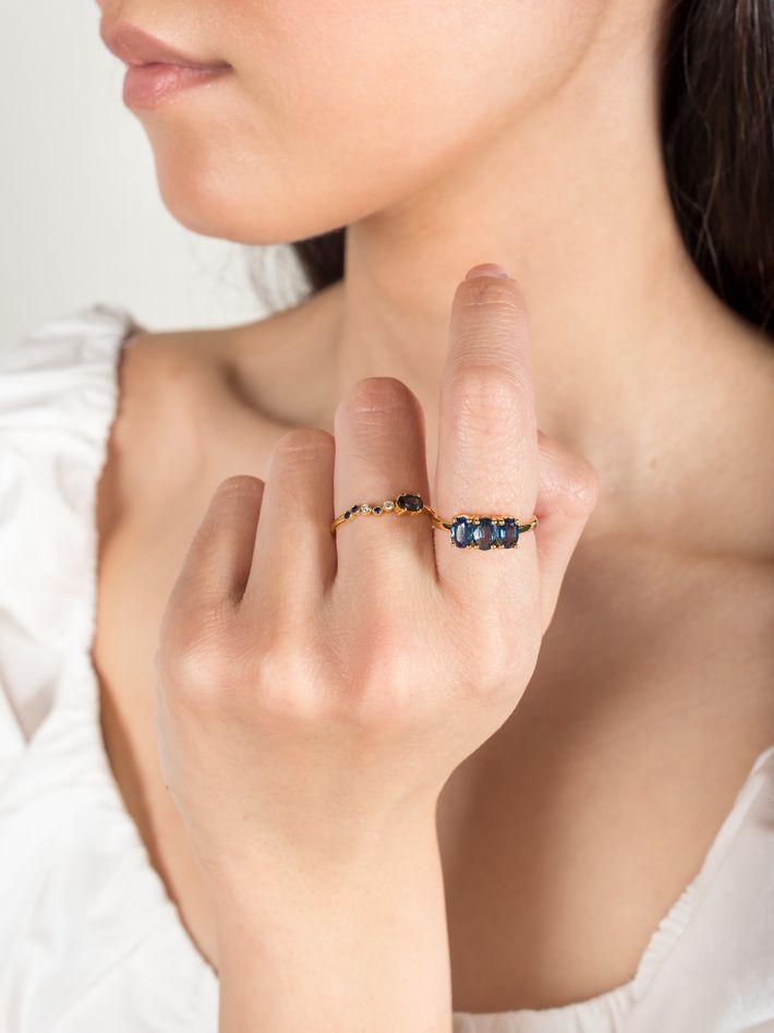 Seraphina wing ring with sapphires
