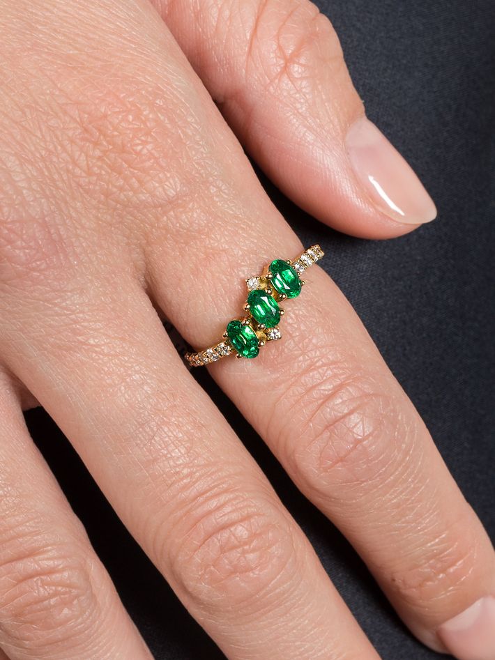 Seraphina trio emerald ring