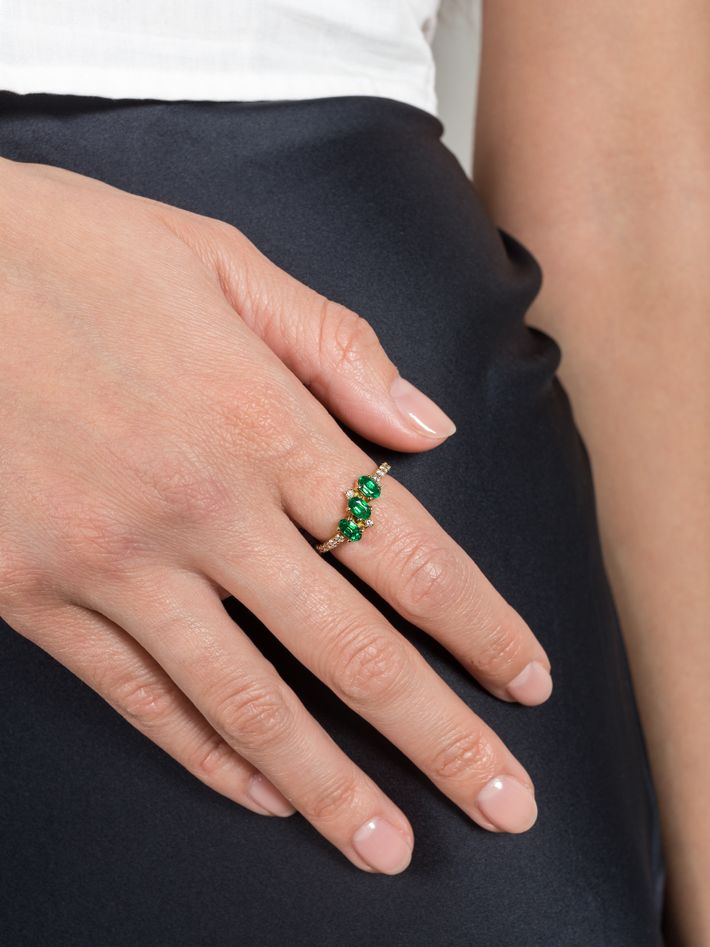 Seraphina trio emerald ring