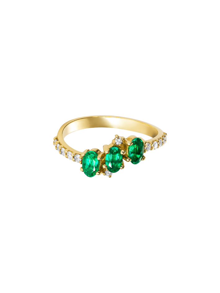 Seraphina trio emerald ring