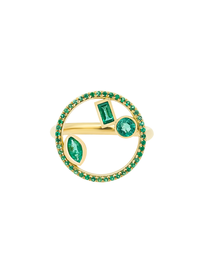 Project 2020 ring with emeralds