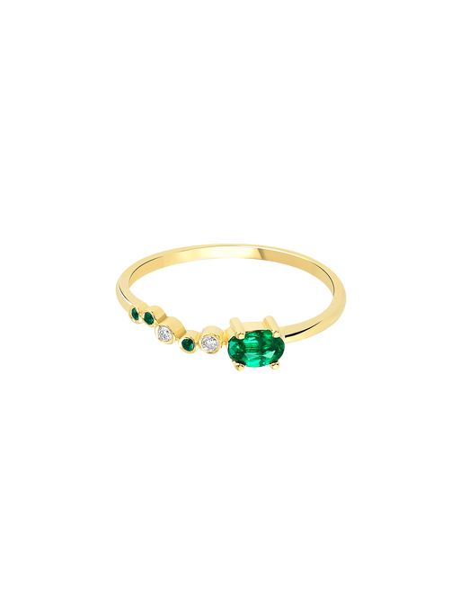 Seraphina wing ring with emerald photo