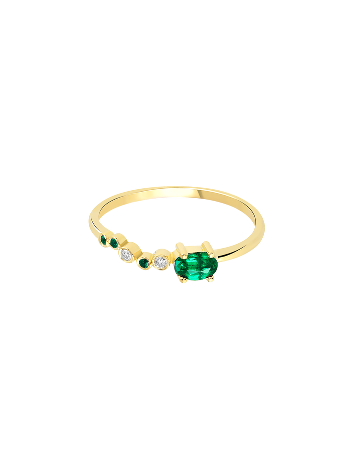 Seraphina wing ring with emerald