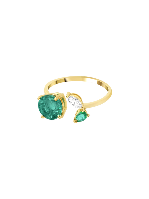 Artisia emerald leaf ring  photo