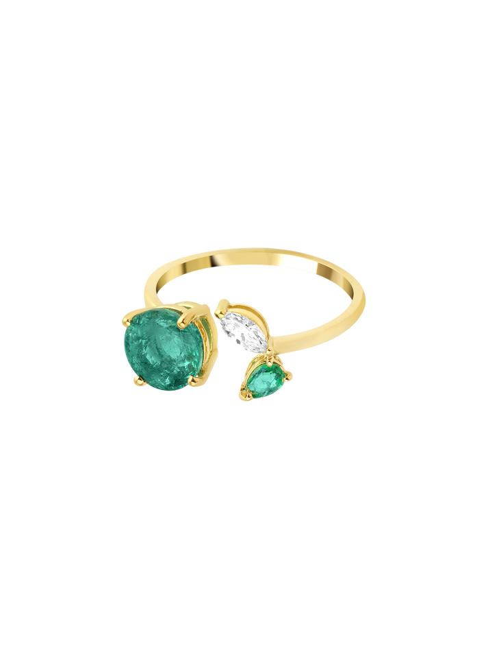 Artisia emerald leaf ring 