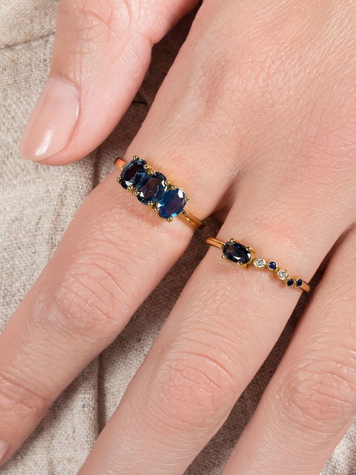 Dumom large trio ring sapphires