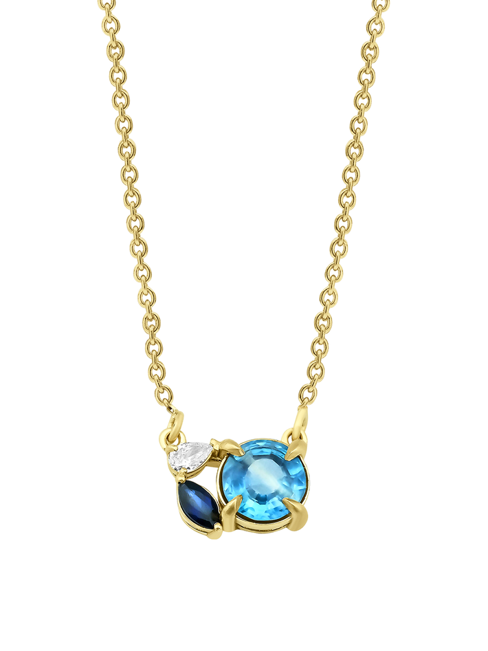 Artisia leaf sapphire necklace
