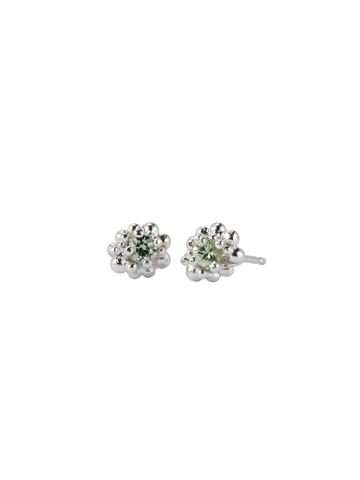Green sapphire cluster earrings