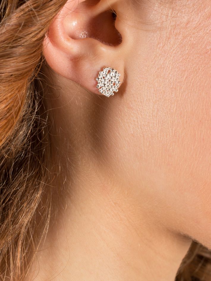 Medium silver berry earrings