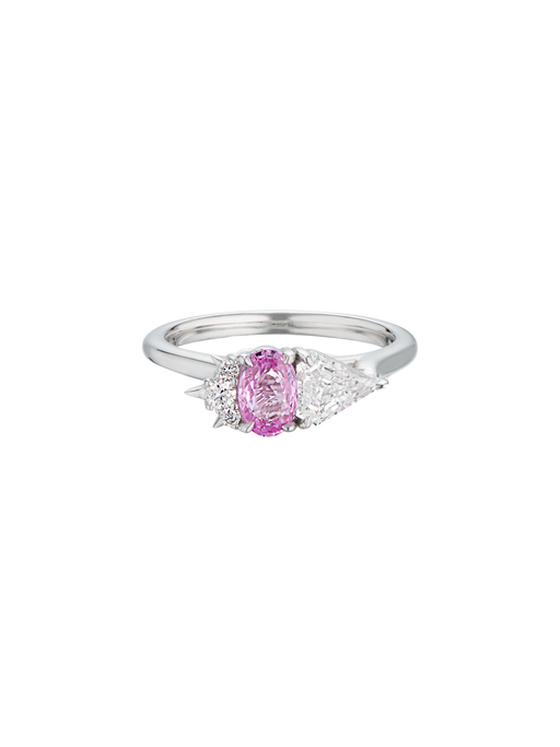 18ct oval pink sapphire & diamond alternative engagement ring photo