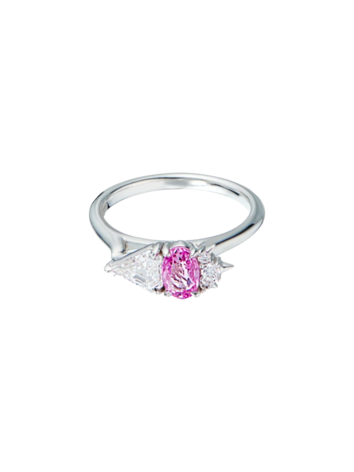 18ct oval pink sapphire & diamond alternative engagement ring