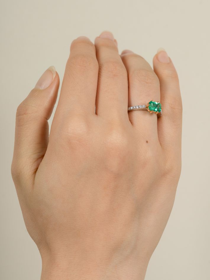 Emerald and diamond alternative engagement ring
