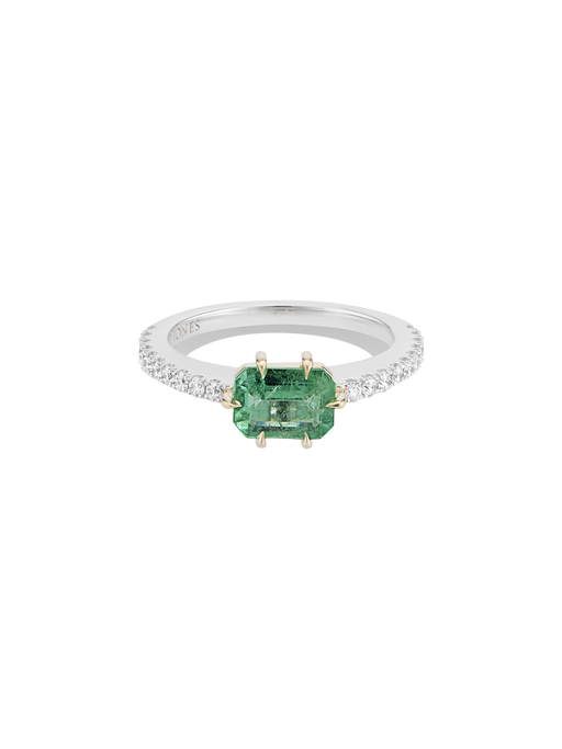 Emerald and diamond alternative engagement ring photo