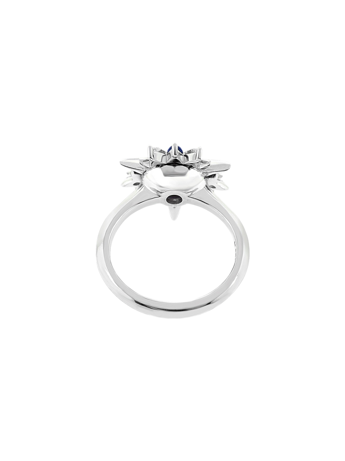 Oval muzo emerald cabochon & diamond alternative engagement ring