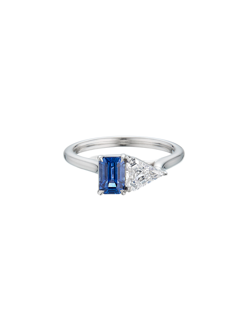  Blue sapphire & diamond toi et moi alternative engagement ring photo