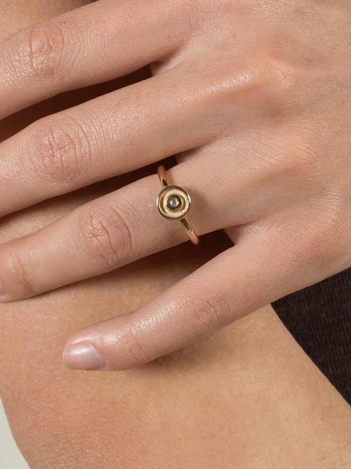 Halogen gold and diamond disc ring
