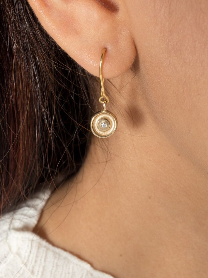 Halogen gold and diamond disc earrings