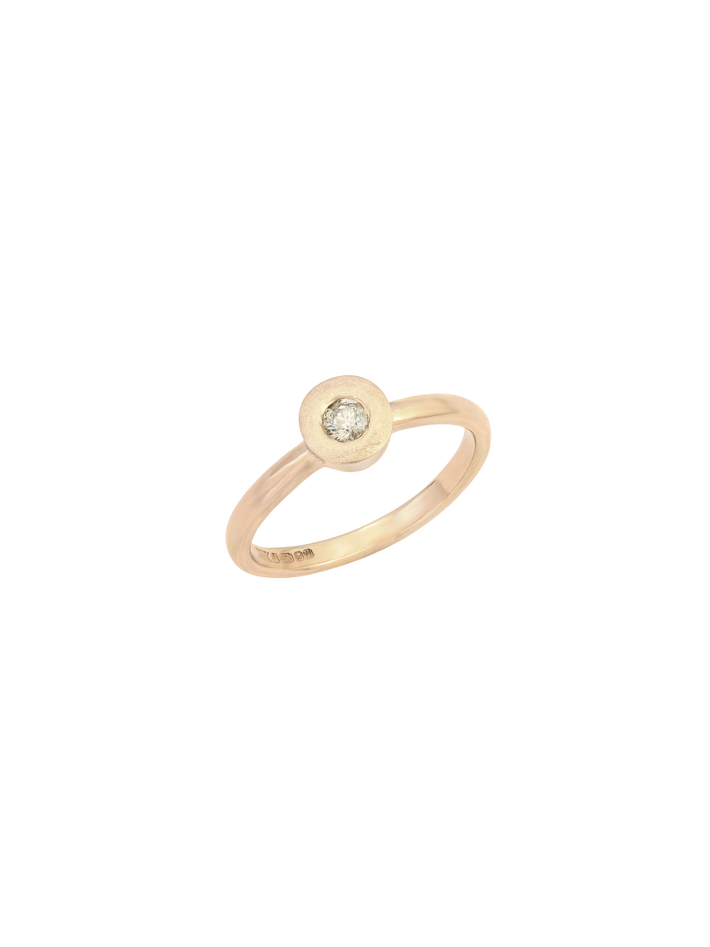 Yellow diamond and gold orbit ring
