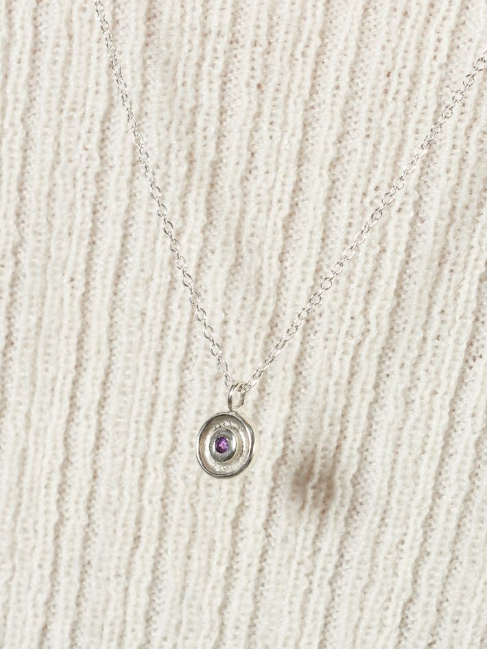 Centric silver gem set disc pendant
