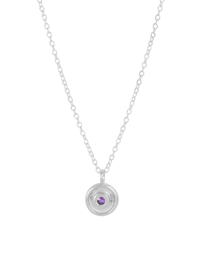 Centric silver gem set disc pendant