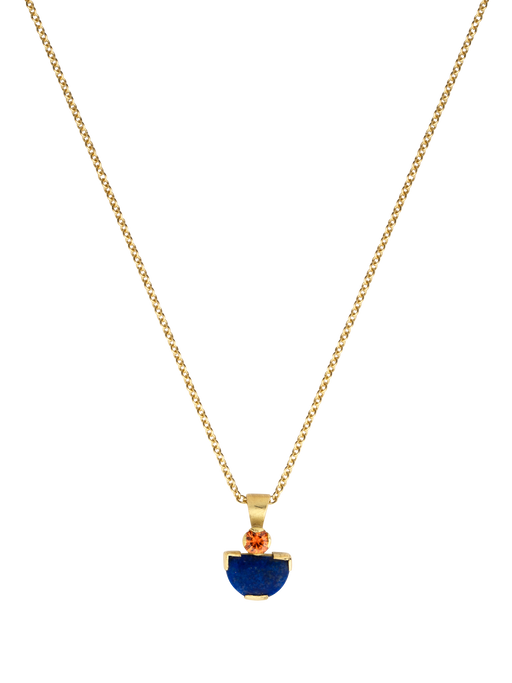 Orange sapphire and lapis mina pendant necklace photo