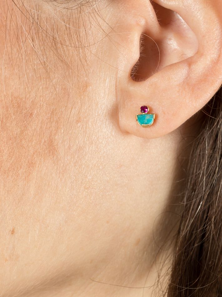 Ruby and turquoise mina studs