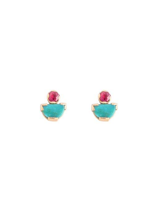 Ruby and turquoise mina studs photo