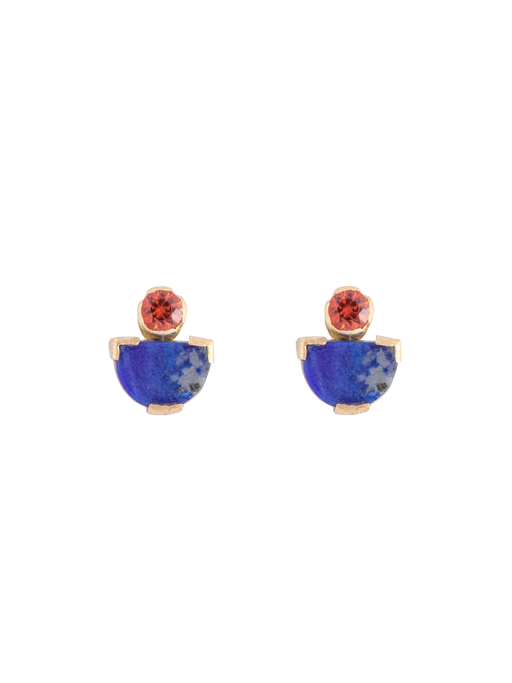 Orange sapphire and lapis mina studs photo