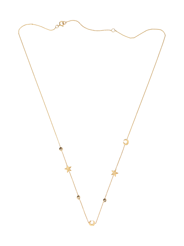 Star moon long necklace