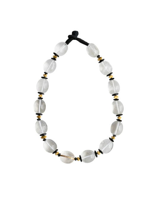 Snakefruit Choker in Rock Crystal, Onyx, Diamond, and 22kt Gold photo