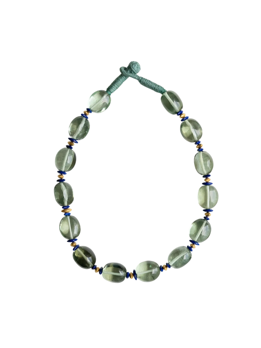 Snakefruit Choker in Green Amethyst, Lapis, and 22kt Gold photo