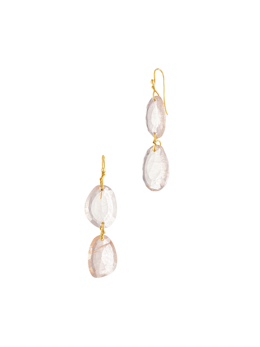 Double snake link earrings in pink rutilated quartz photo