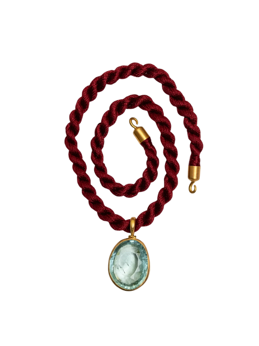 Aquamarine Necklace on Twisted Cord photo