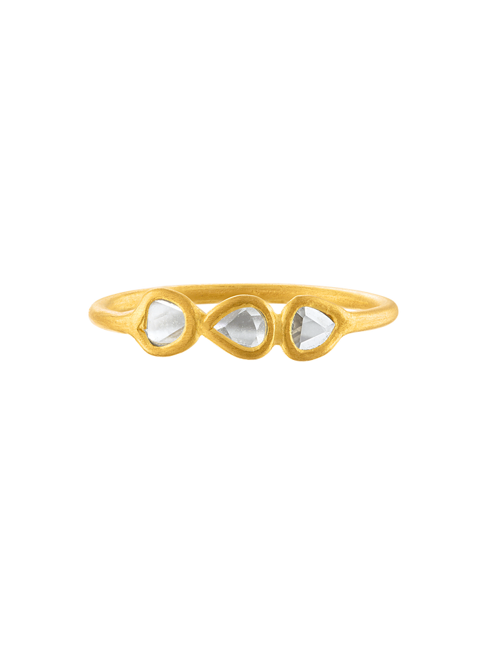 Bazaar stacking ring with three polki diamonds