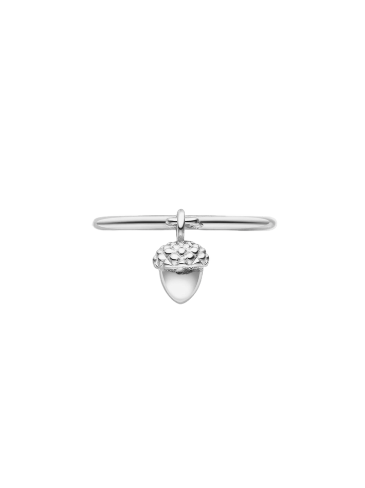 Acorn charm ring silver