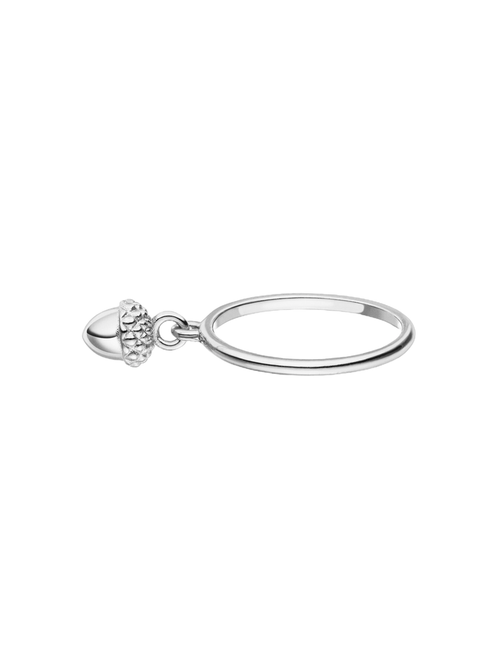 Acorn charm ring silver