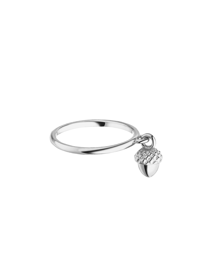 Acorn charm ring silver